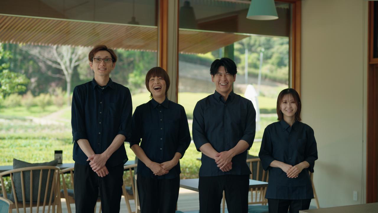 Sasaki Seicha tea house staff in the tasting room overlooking the tea fields